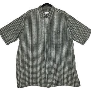 Firethorn Men’s Collared Geo Pattern Button Down Silk Shirt Size Large